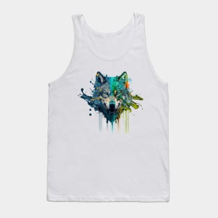 Wolf Splash Art: Colorful Fantasy Painting #4 Tank Top